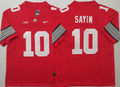 Ohio State Buckeyes Red #10 SAYIN Stitched Jersey