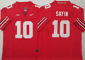 Ohio State Buckeyes Red #10 SAYIN Stitched Jersey