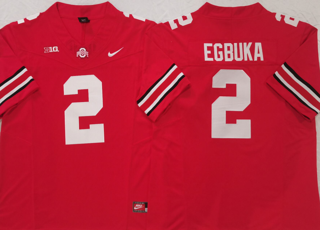 Ohio State Buckeyes Red #2 EGBUKA Stitched Jersey