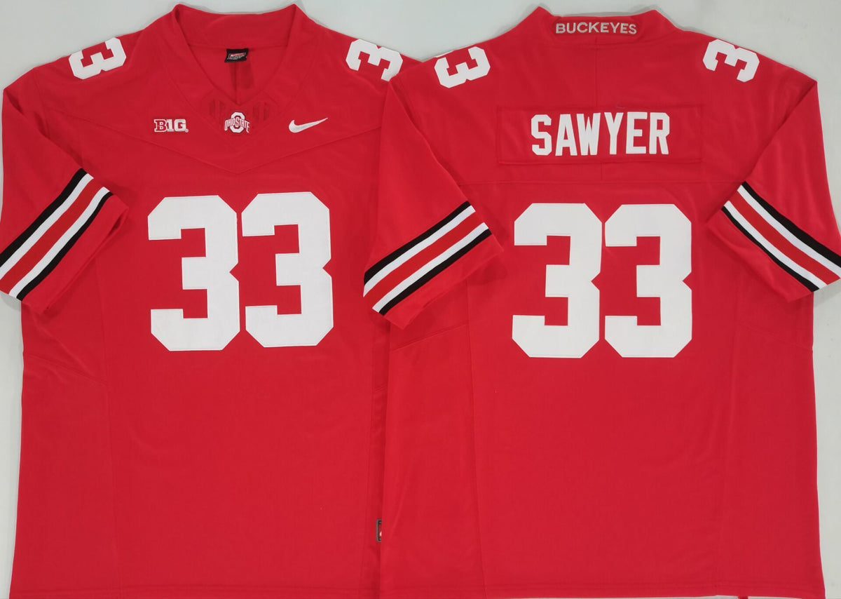 Ohio State Buckeyes Red #33 SAWYER Stitched Jersey