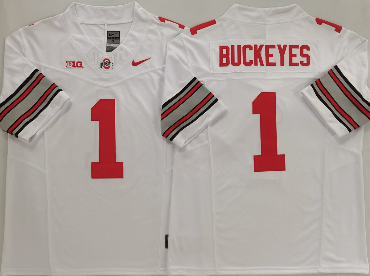 Ohio State Buckeyes White #1 BUCKEYES Stitched Jersey