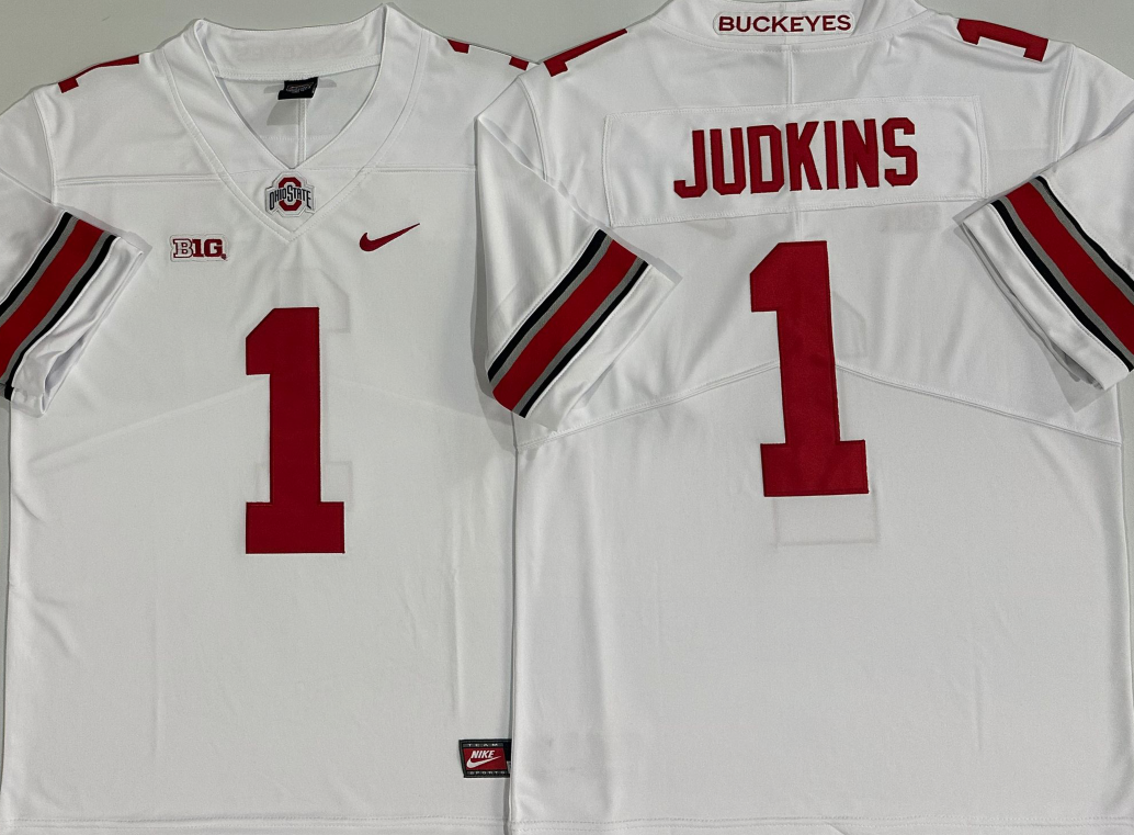 Ohio State Buckeyes White #1 JUDKINS Stitched Jersey