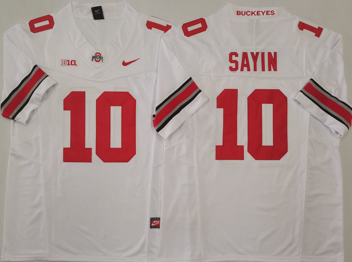 Ohio State Buckeyes White #10 SAYIN Stitched Jersey
