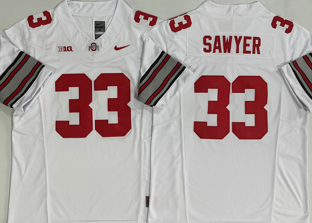 Ohio State Buckeyes White #33 SAWYER Stitched Jersey