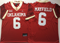 Oklahoma Sooners Red White #6 MAYFIELD Stitched Jersey