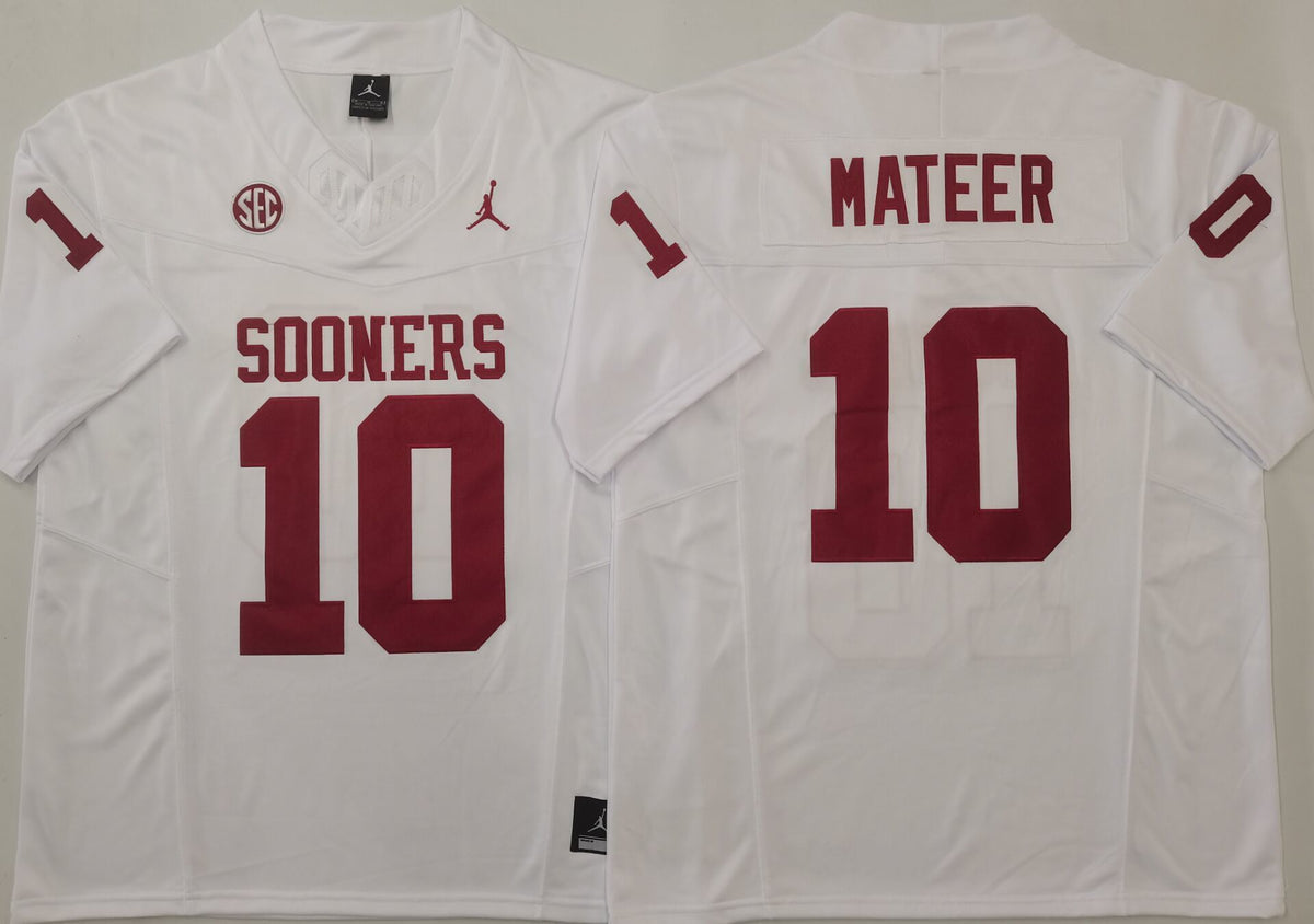 Oklahoma Sooners White #10 MATEER Stitched Jersey
