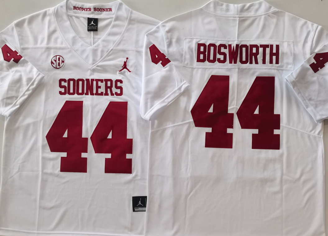 Oklahoma Sooners White #44 BOSWORTH Stitched Jersey