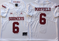 Oklahoma Sooners White 6 MAYFIELD Stitched Jersey