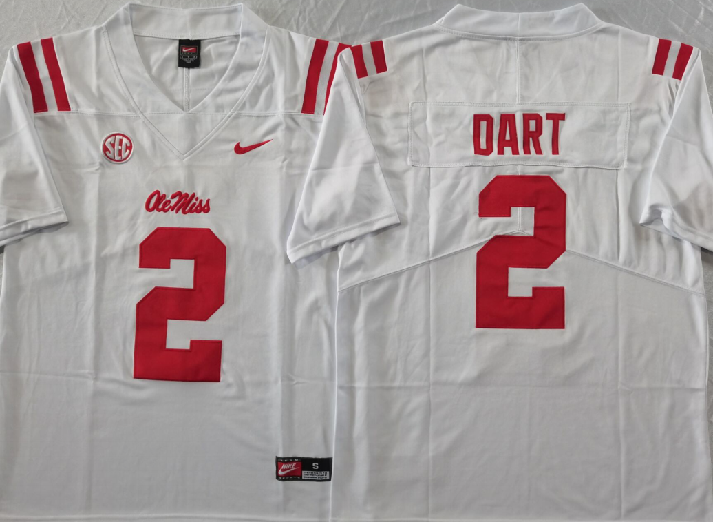 Ole Miss Rebels White #2 DART Stitched Jersey