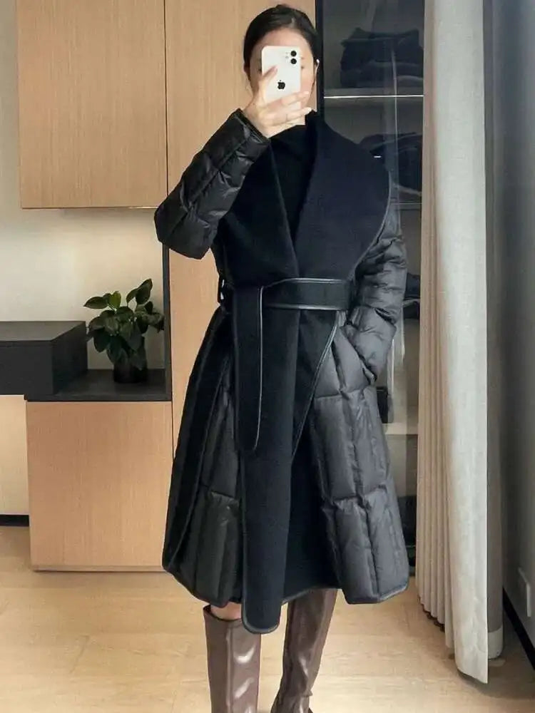 Luxe Wool-Blend Quilted Coat