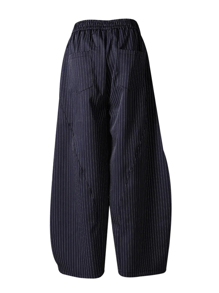 Women's Pinstripe Suit Set - Comfortable Elastic Waistband
