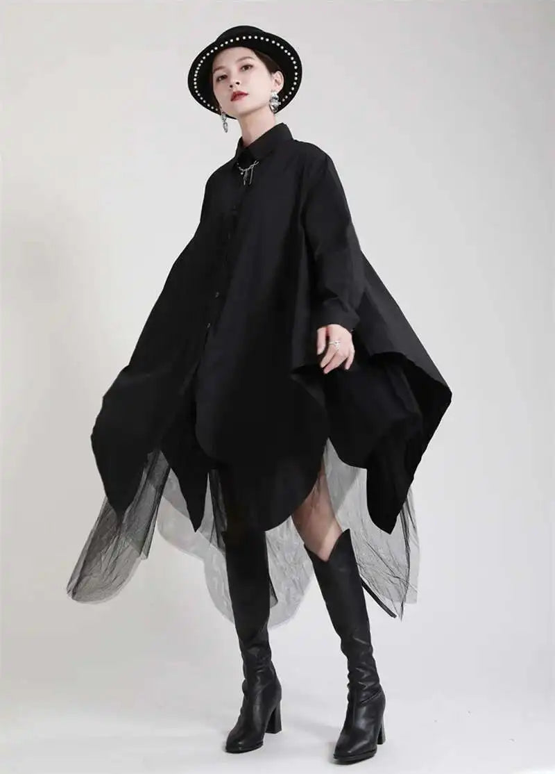 Avant-Garde Asymmetric Hem Tunic Dress