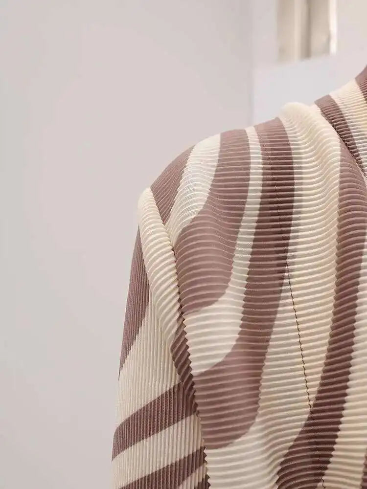 Luxury Plissé Geometric Long Coat