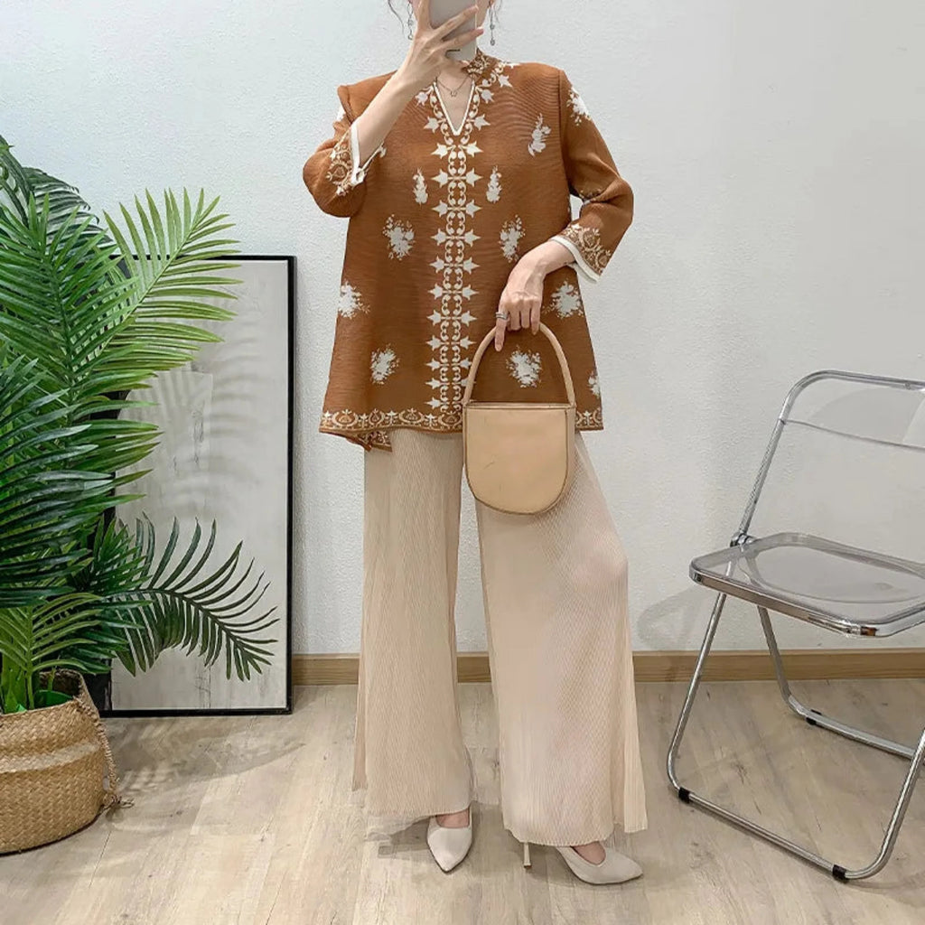 Luxe Pleated Tunic & Palazzo Set