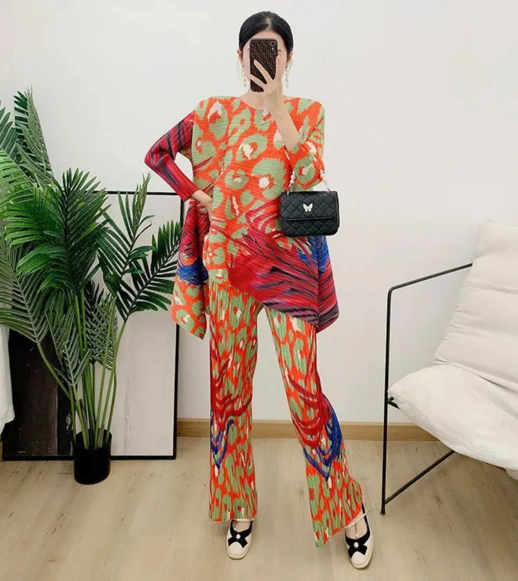 Truly Pleated Leopard Pant & Top Set