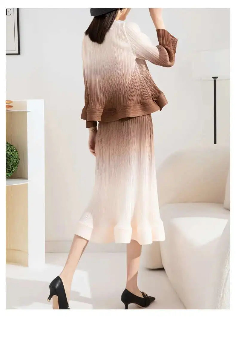 Couture Ombre Plissé Skirt & Top
