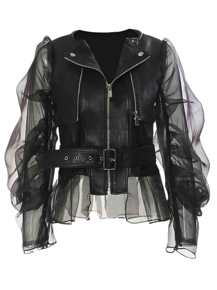 Elegant Vegan Leather Moto Jacket