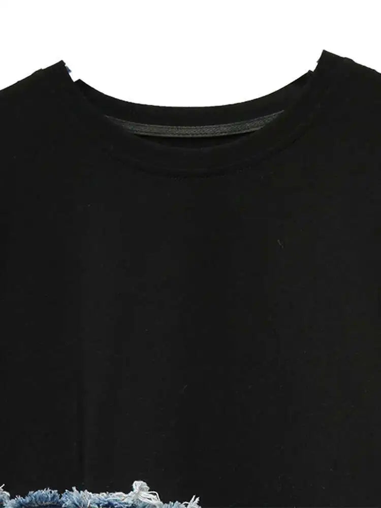 Luxe Denim & Cotton T-Shirt