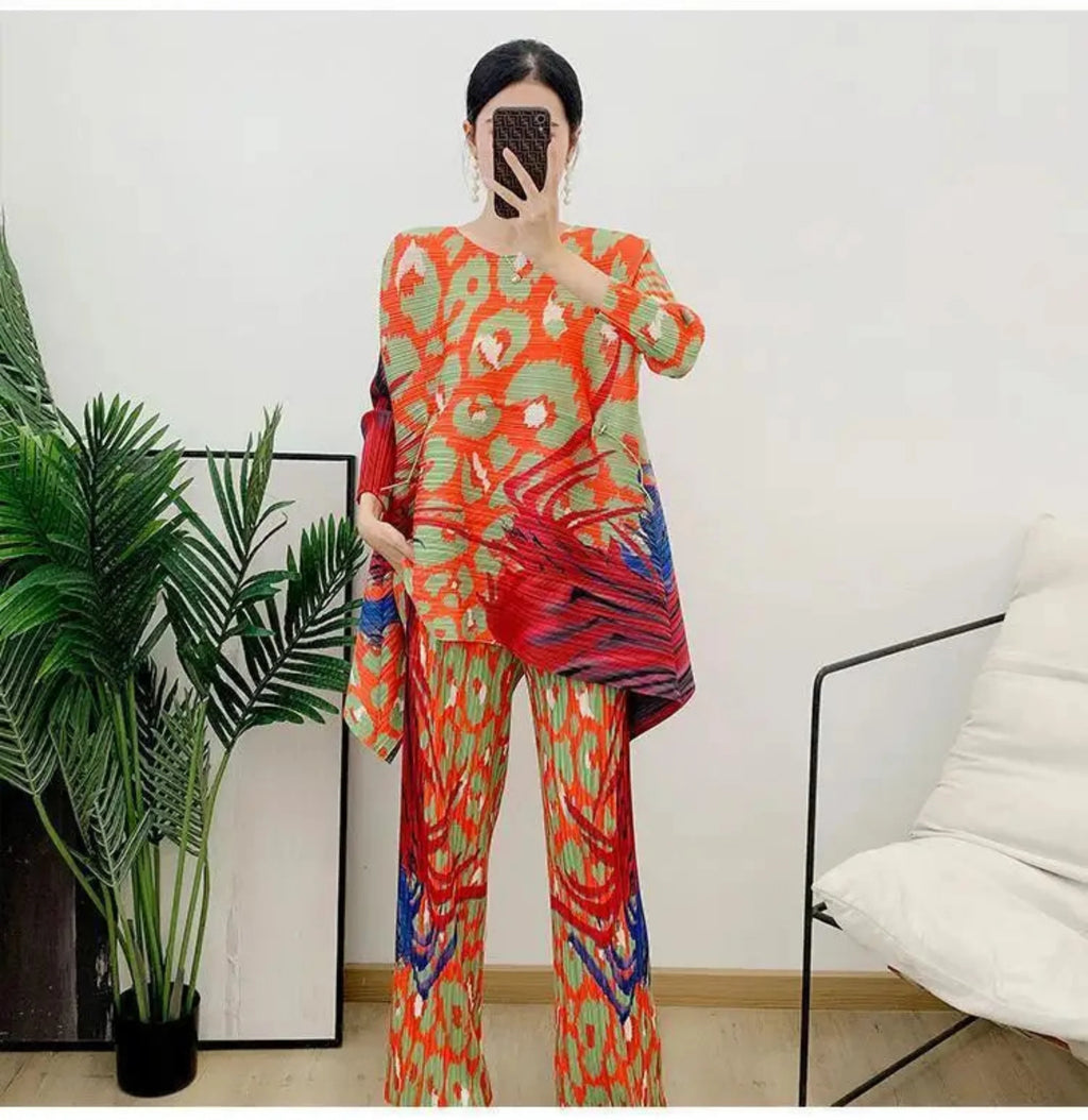 Truly Pleated Leopard Pant & Top Set
