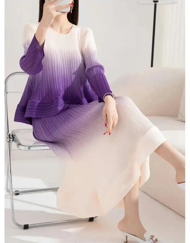 Couture Ombre Plissé Skirt & Top