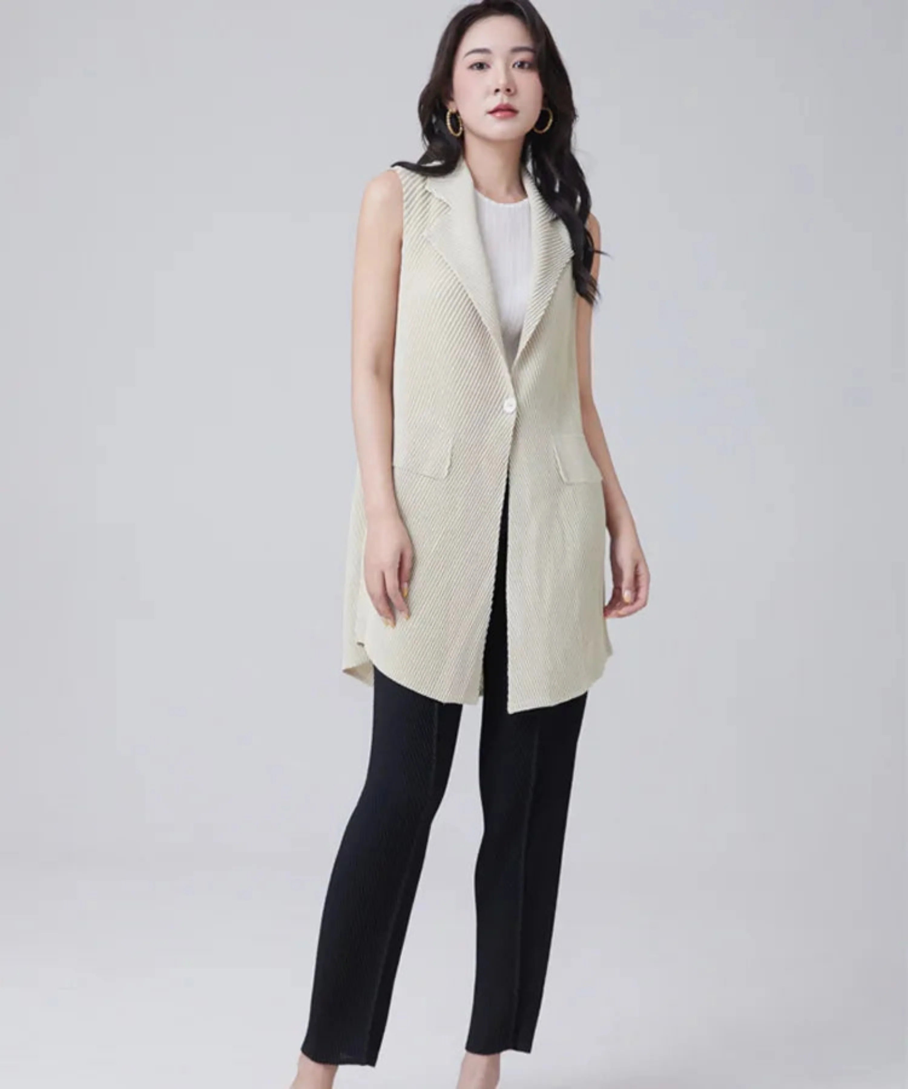 Luxury Plissé Pleat Japanese Vest