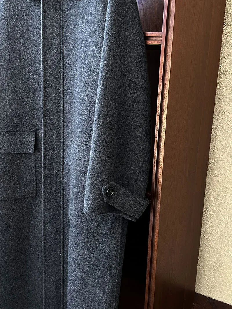 Luxe Oversized Cocoon Wool Zip-Up Long Coat