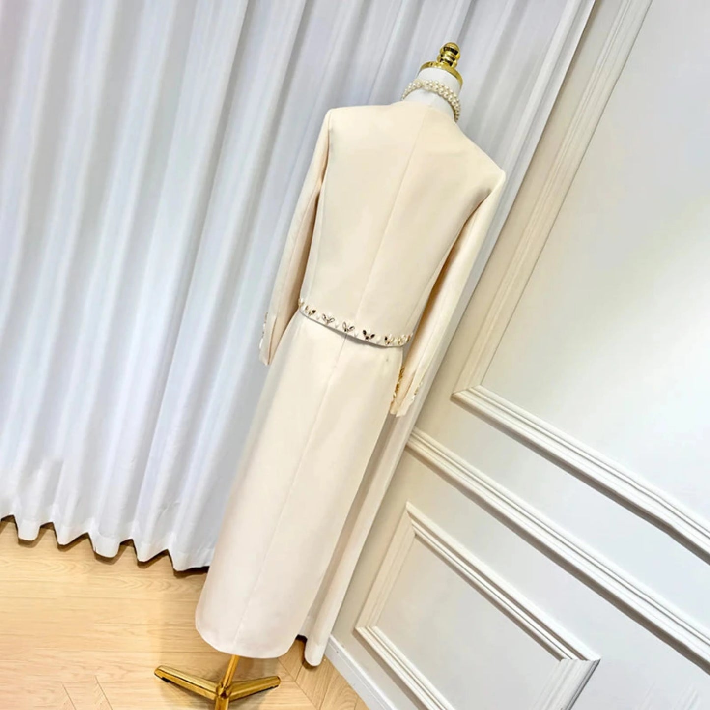 Elegant Crystal Maxi Skirt Suit Set