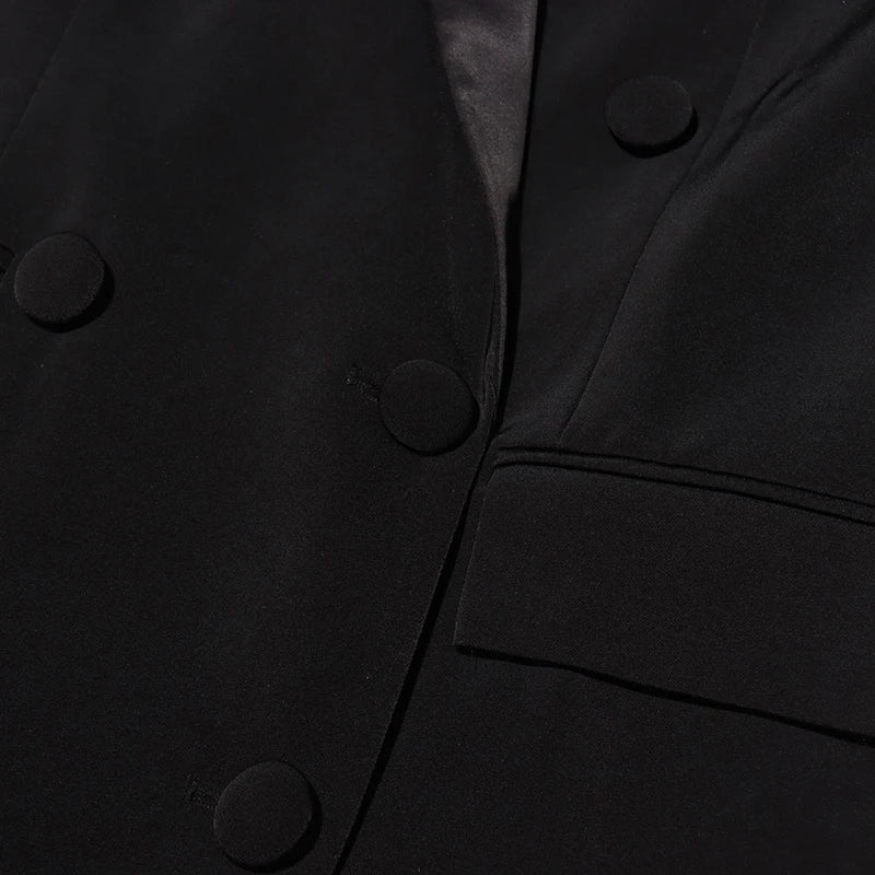 Luxe Crystal-Embellished Double-Breasted Blazer