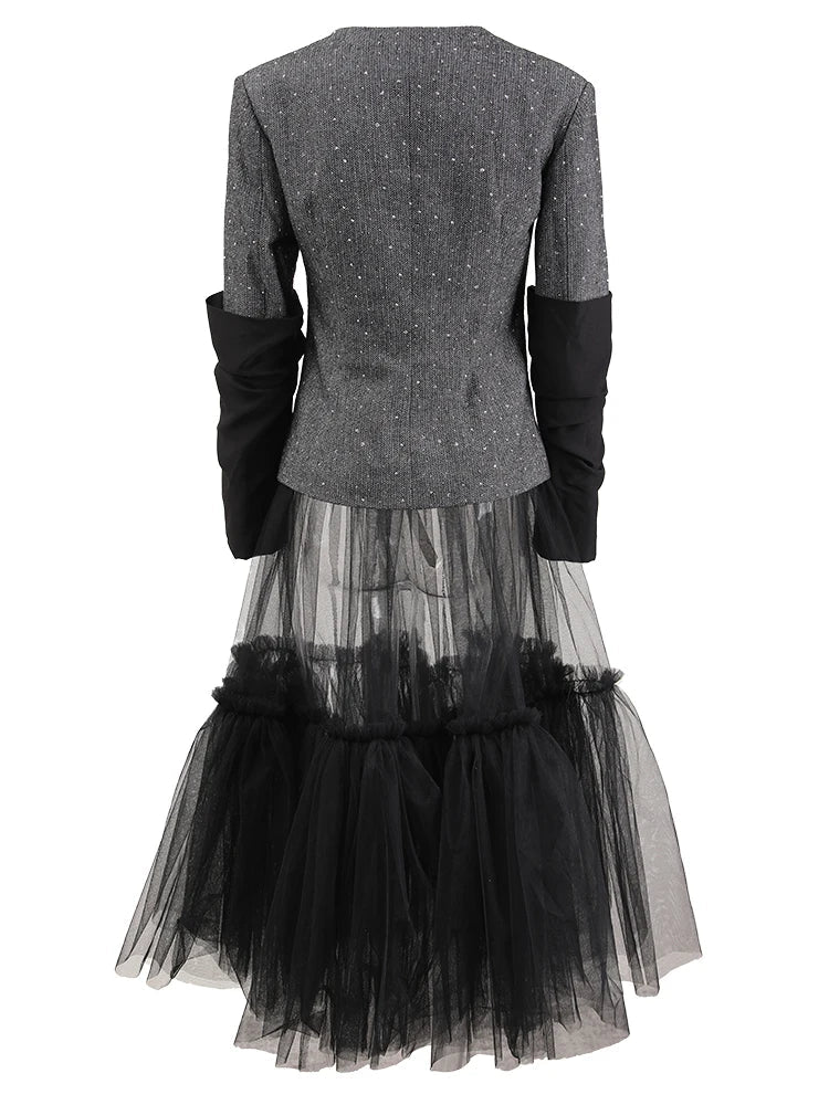 Luxury Tweed Top & Tulle Skirt Set