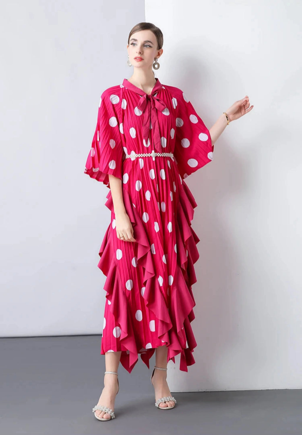 Everyday Plissé Polka Dot Dress