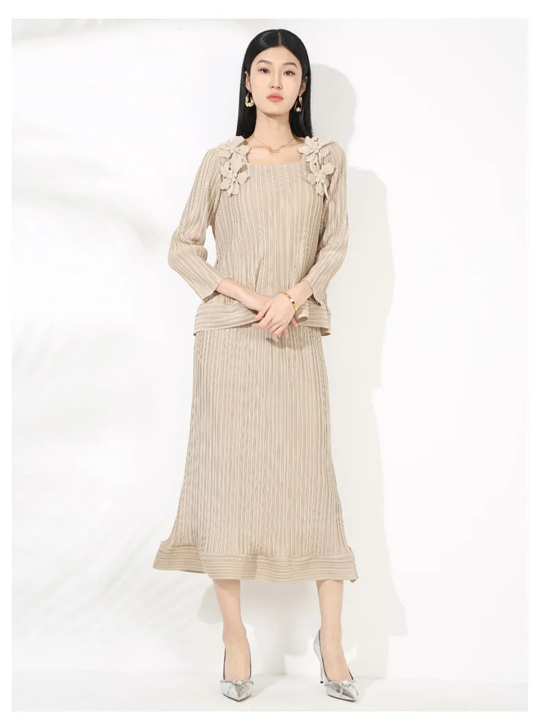 Luxury Pleated Top & Skirt - Designer, Formal Event Outfit