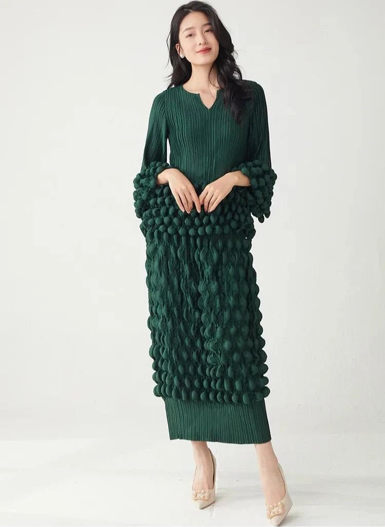 Luxe Bubble Plisse Pull-On Skirt & Top