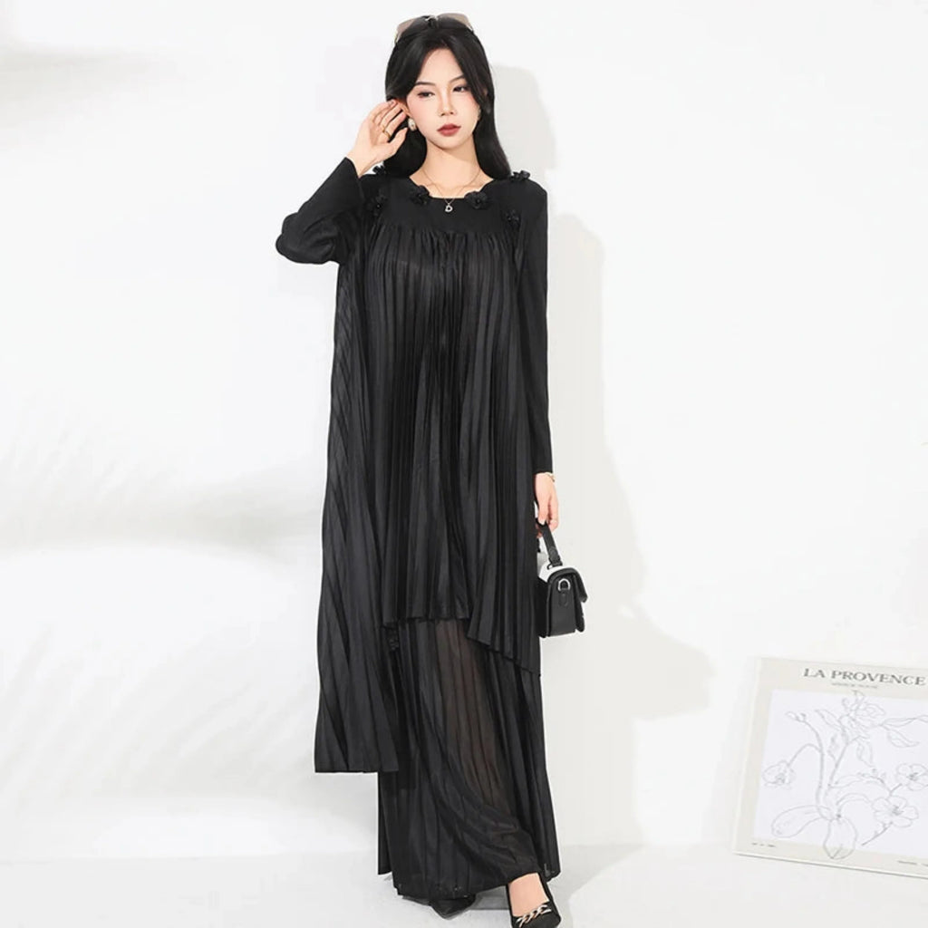 Floral Pleated Wide Leg Pant 2-Piece