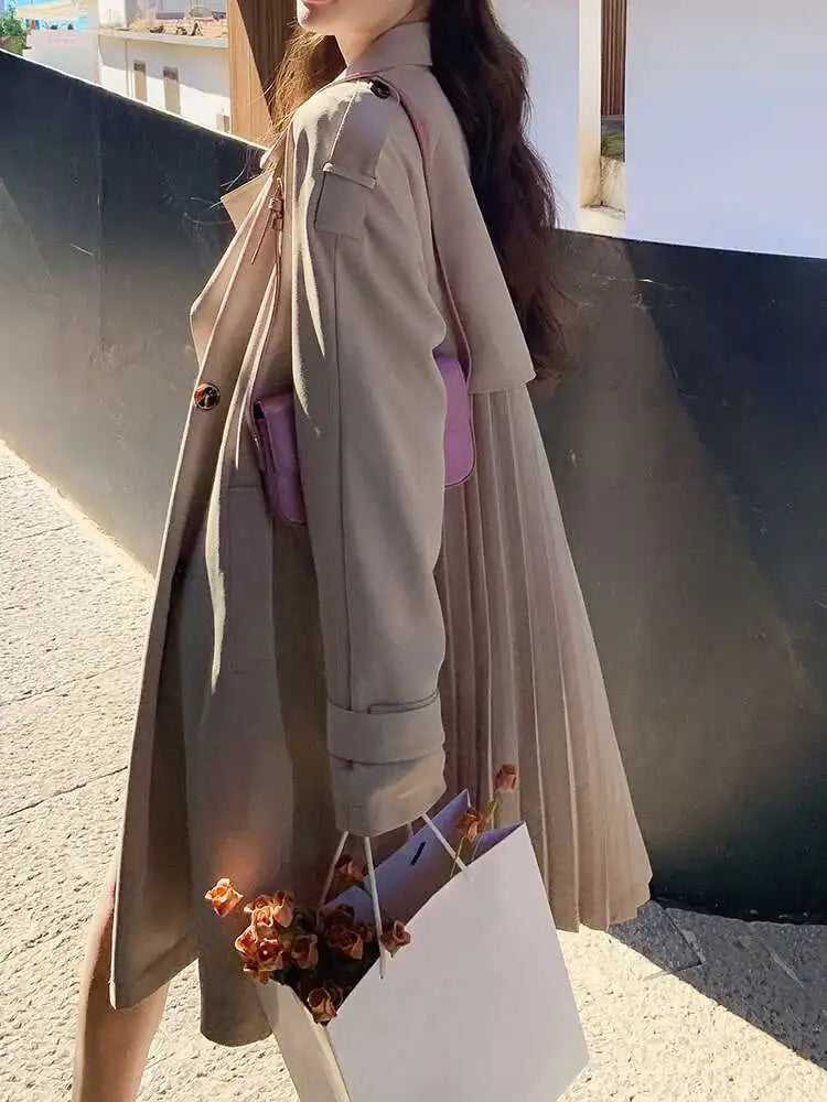 Luxury Pleated Trench Coat