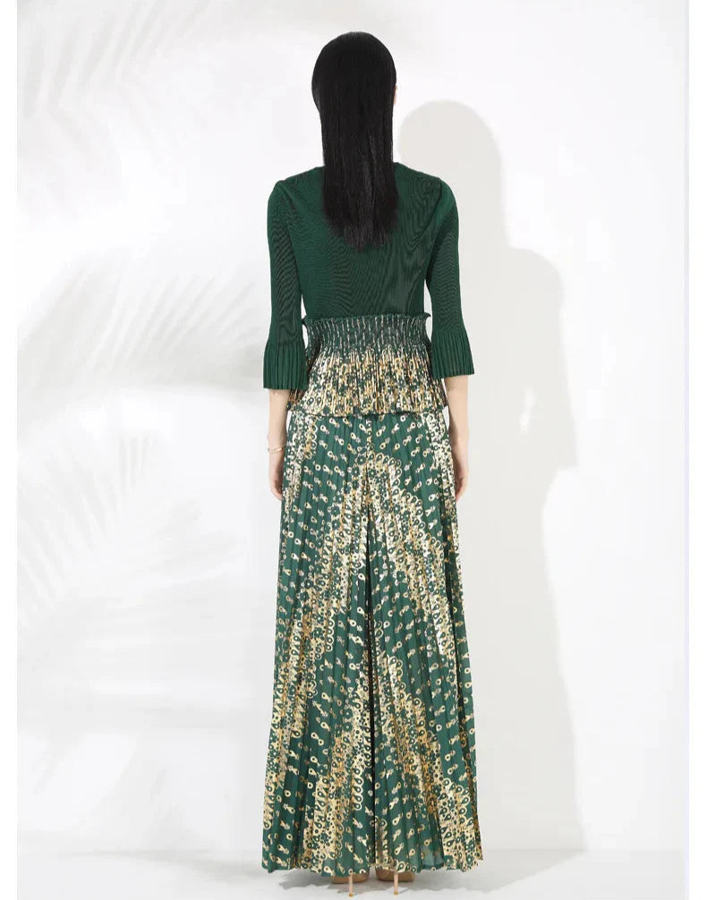 Pleated Palazzo Pant Suit Set - Elegant Wear