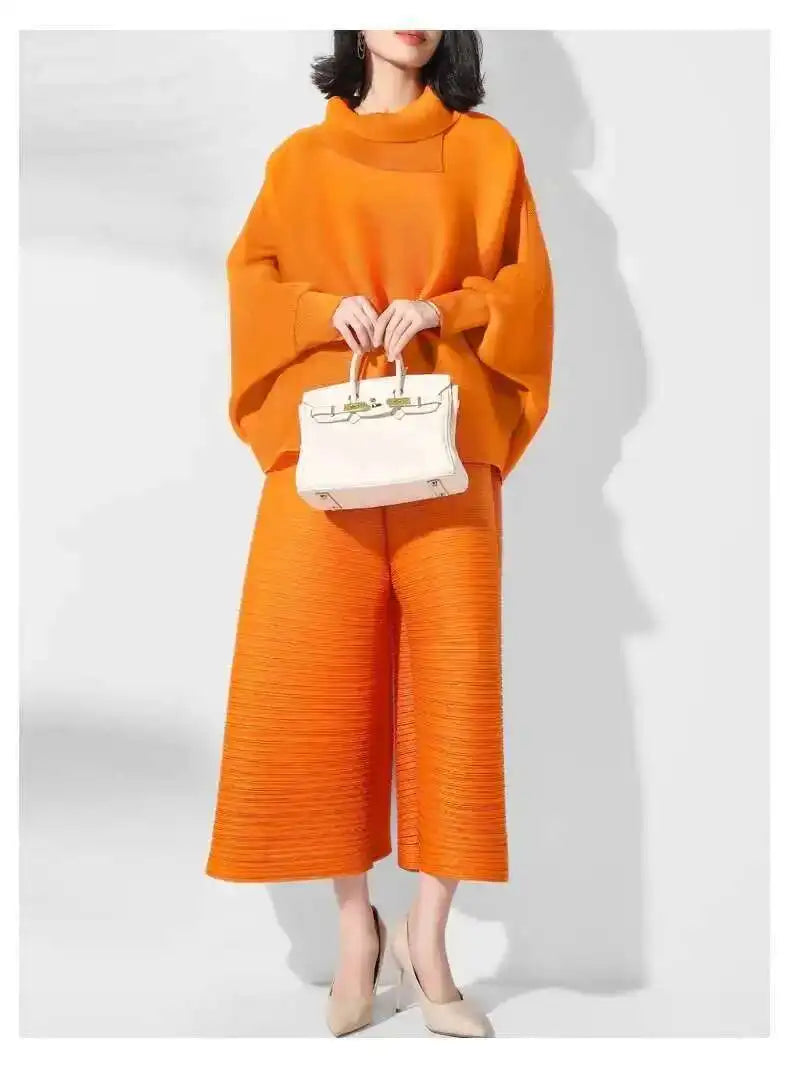 Truly Plissé Wide Leg Pant Set