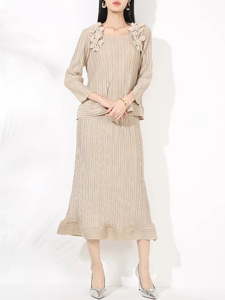 Luxury Pleated Top & Skirt - Designer, Formal Event Outfit