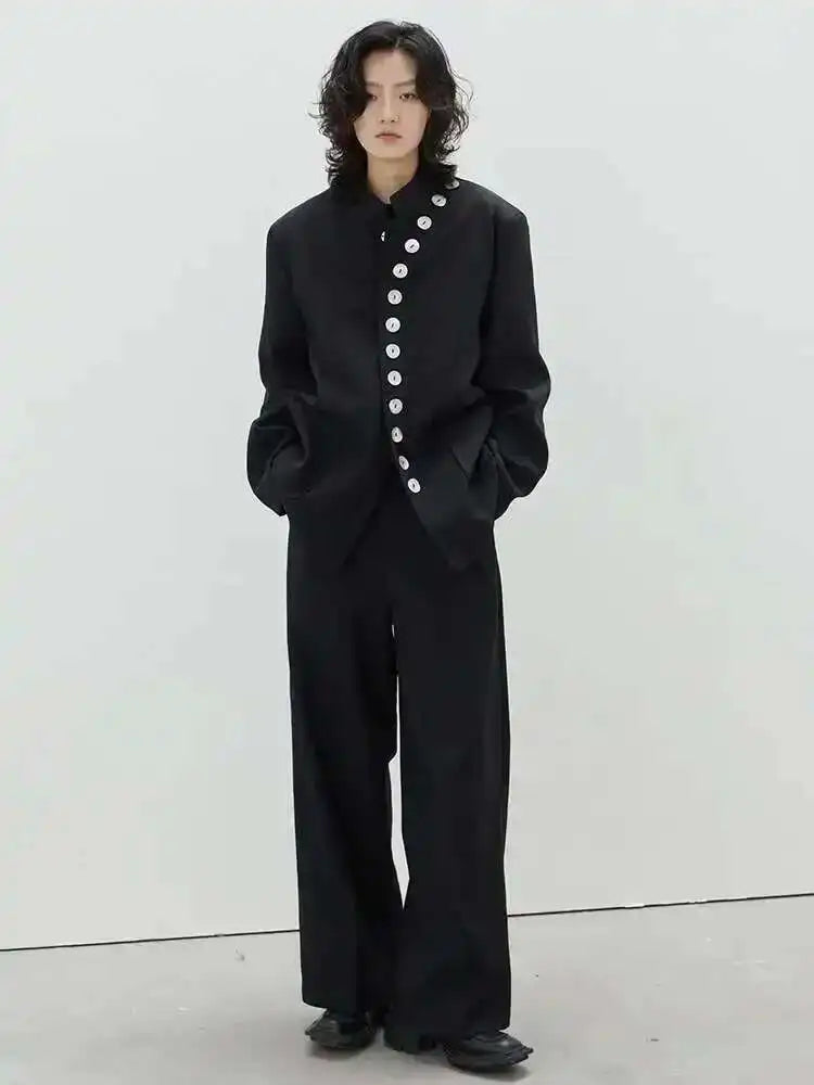 Luxe Mandarin Button Blazer