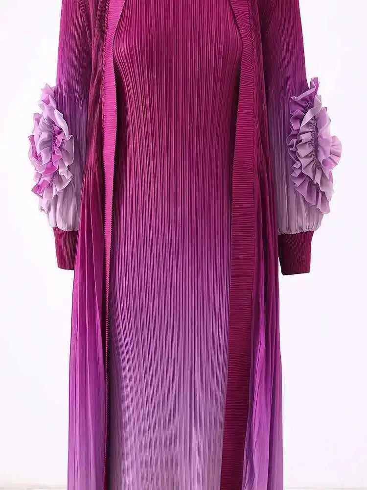 Truly Pleated Sleeveless Dress & Coat