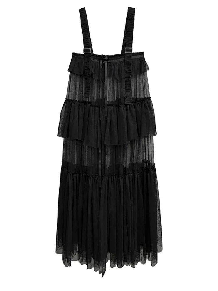 Ruffle Tiered Tulle Suspender Dress