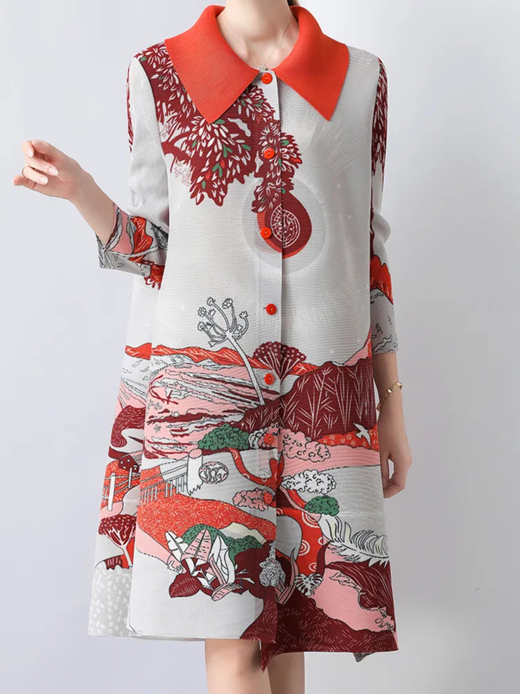 Luxury Pleated Japanese Outerwear