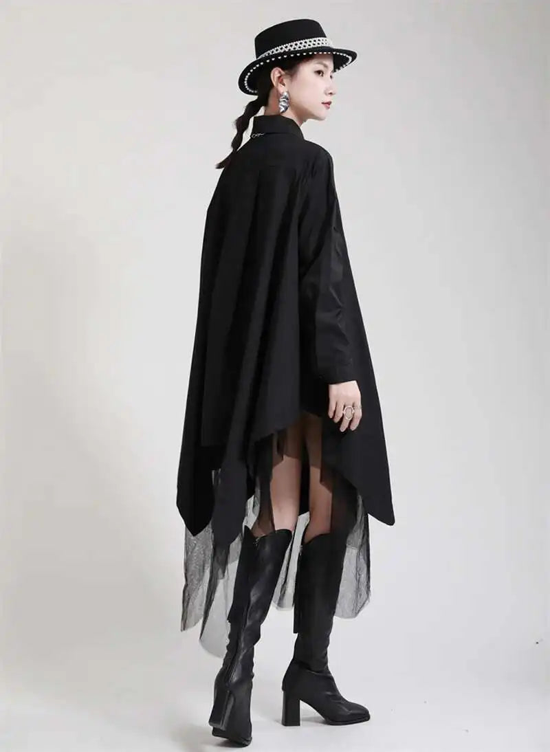 Avant-Garde Asymmetric Hem Tunic Dress