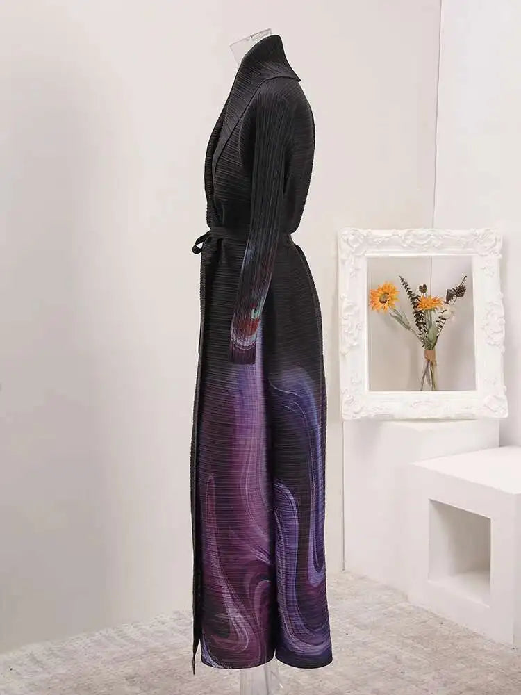 Truly Pleated Swirl Long Coat
