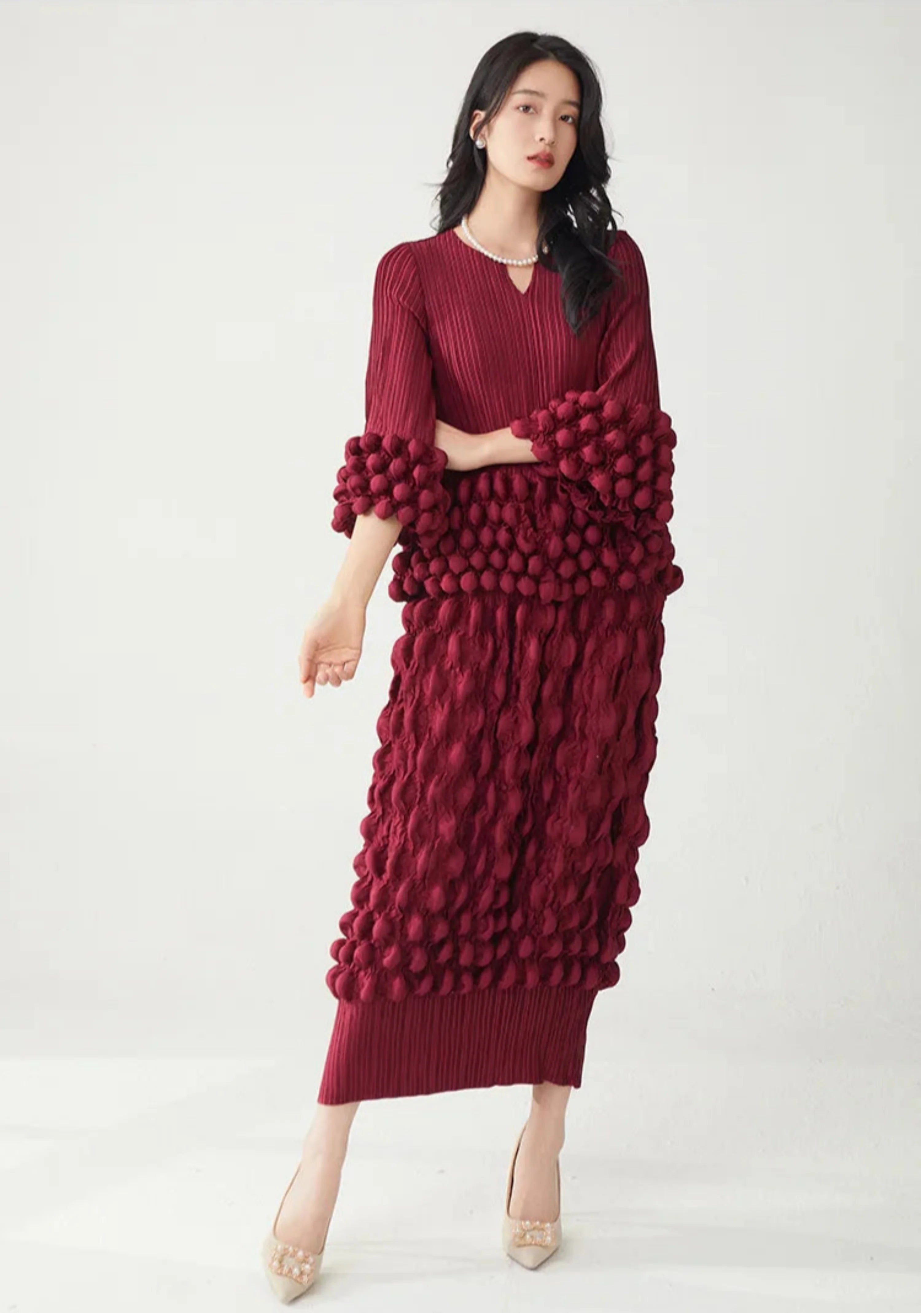 Luxe Bubble Plisse Pull-On Skirt & Top
