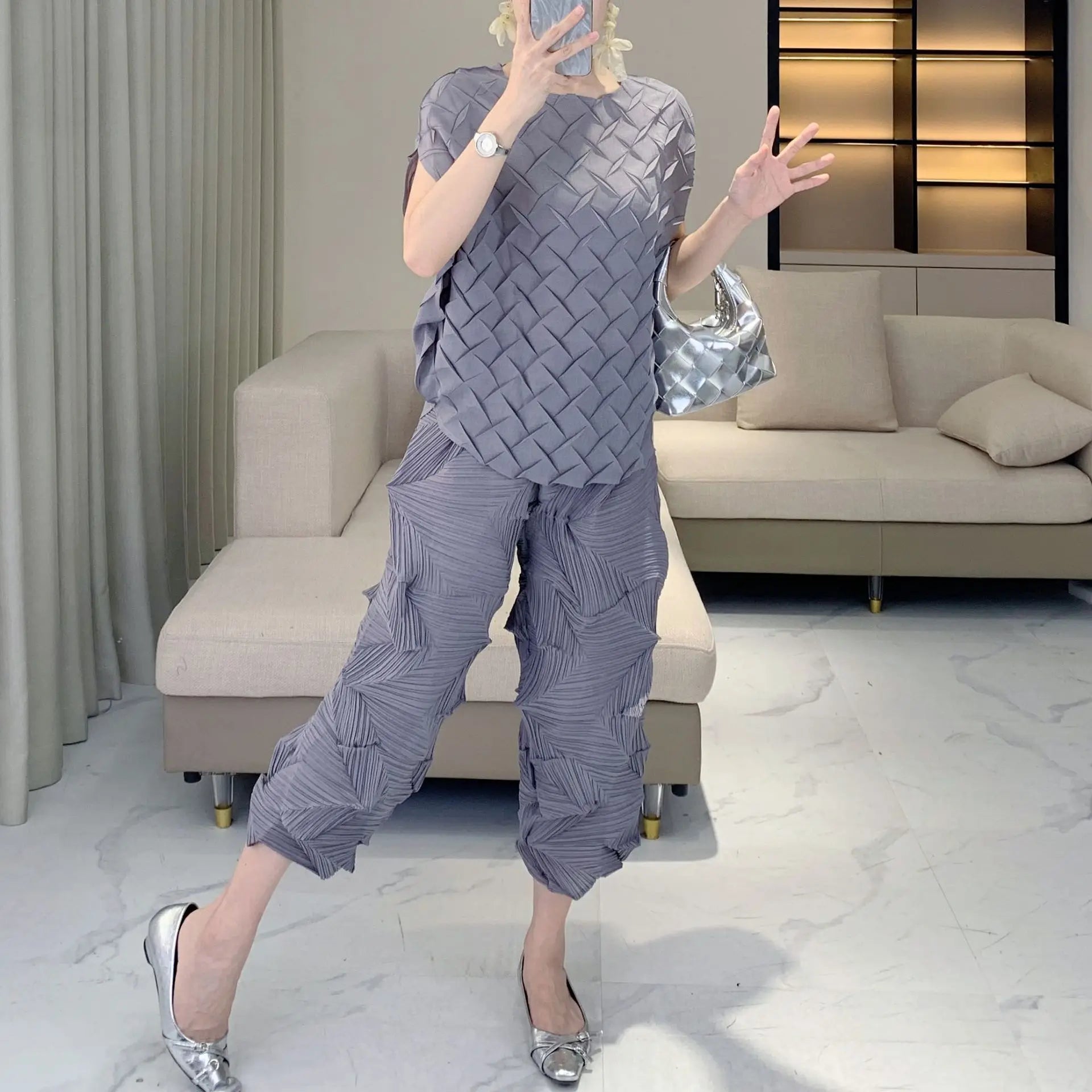 Luxe Pleated Crinkled 2-Piece Set