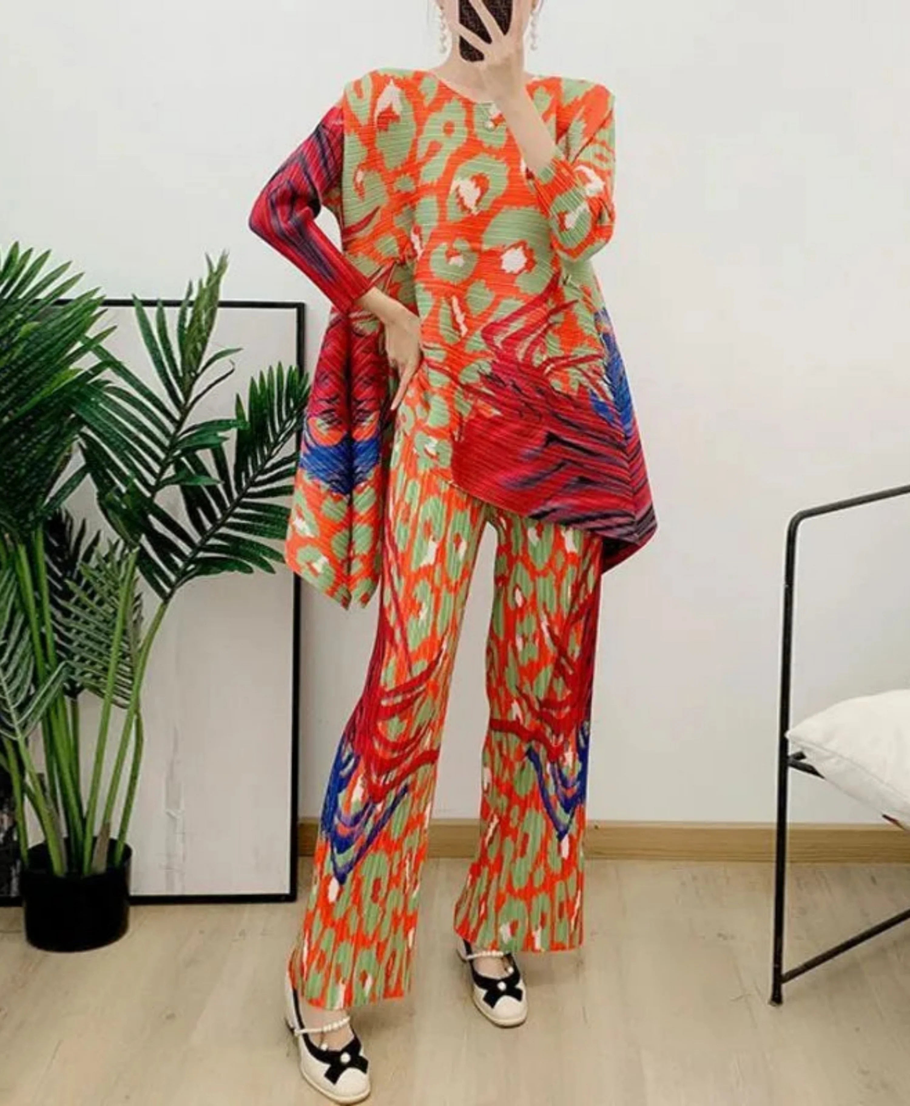 Truly Pleated Leopard Pant & Top Set