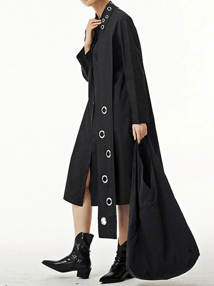 Black Eyelet Blouse Shirt Dress