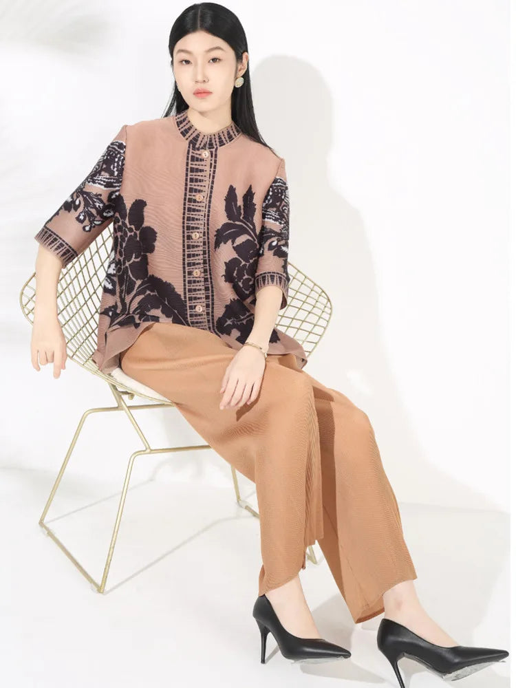 Textured Pleated Knit Co-ord Set
