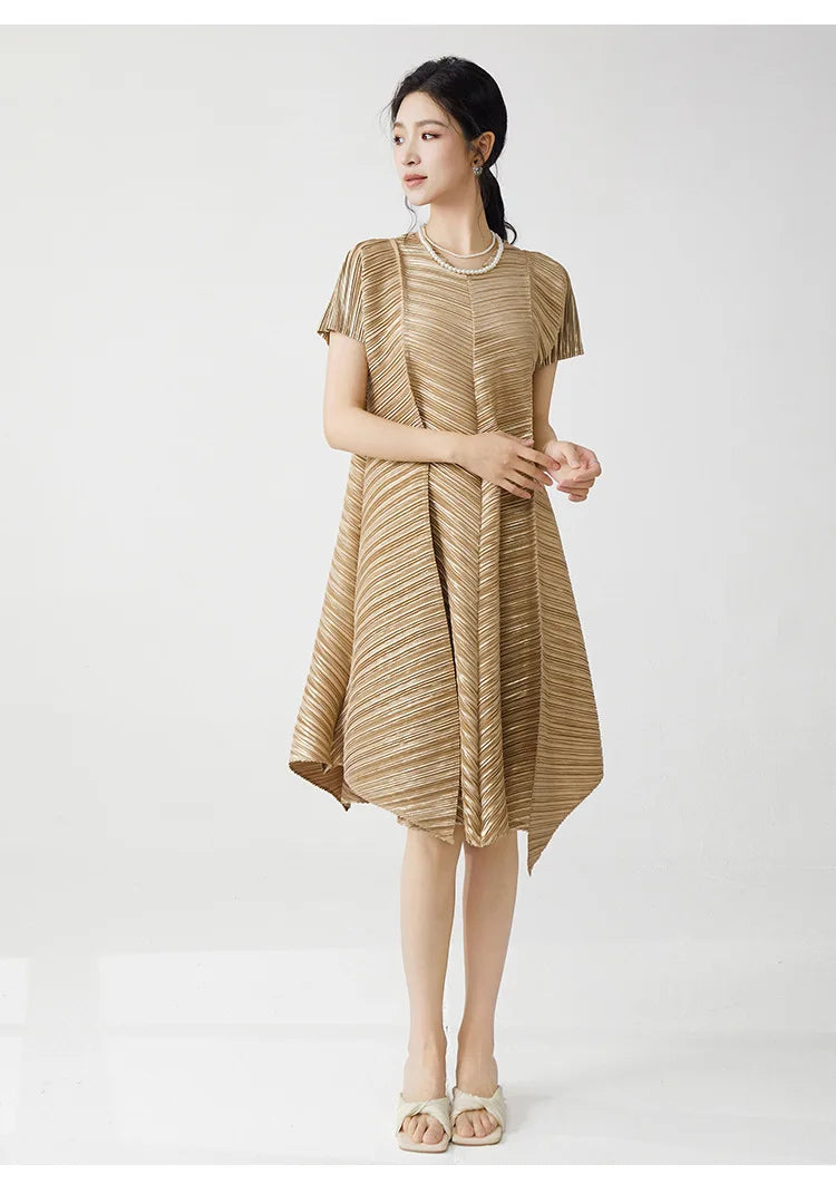 Gold Flowy Pleated Pant & Top Set