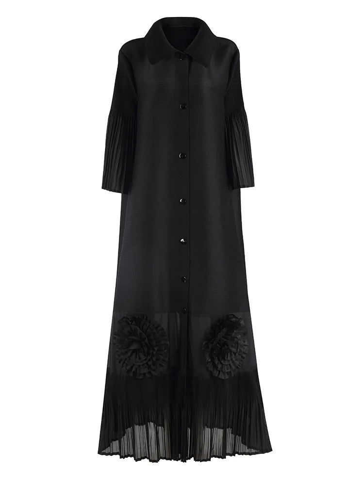 Pleated Japanese Extra Long Coat